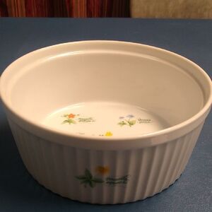 Anchor Ovenware Souffle 1.5 Qt Floret Pattern Baking Dish Cottagecore